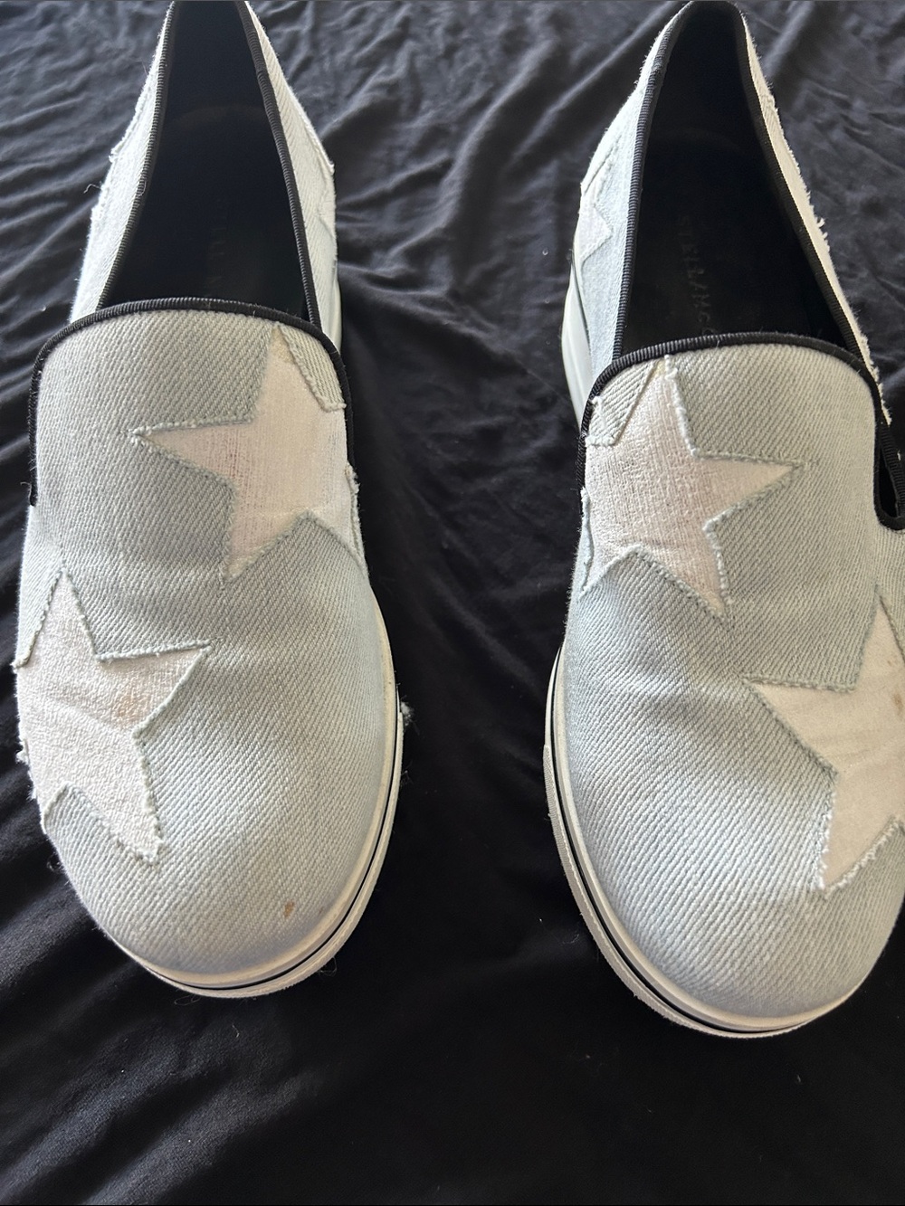 Stella McCartney Light Blue Slip-On Star Appliqué Sneakers